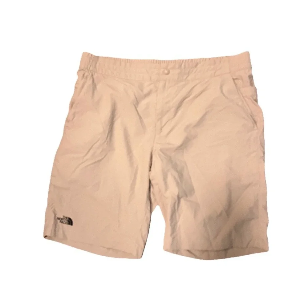 The North Face Mens Shorts Lightweight Sz XL Tan Khaki Nylon Zip Pocket Outdoor